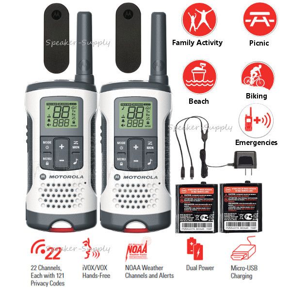 Motorola Talkabout Walkie Talkie 25 Mile Two Way Radios NOAA 22 Ch iVOX